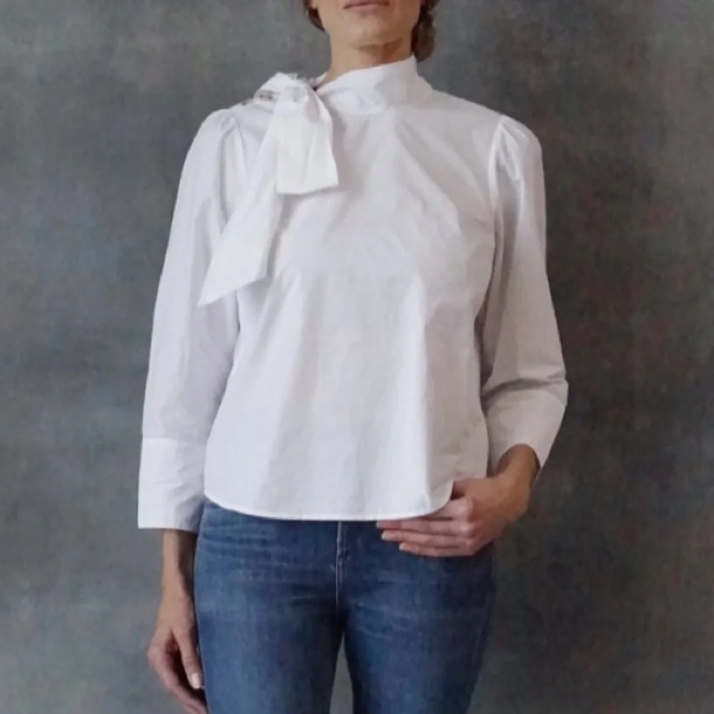 ULLA JOHNSON Penelope Poplin Blouse Button Accents 6 - Picture 10 of 14